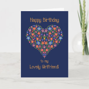 Tarjeta de cumpleaños de Corazón Floral de Arte Po