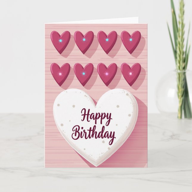Tarjeta de cumpleaños de corazón moteado (Anverso)