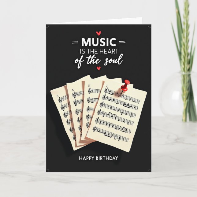 Tarjeta de cumpleaños de corazón musical (Anverso)