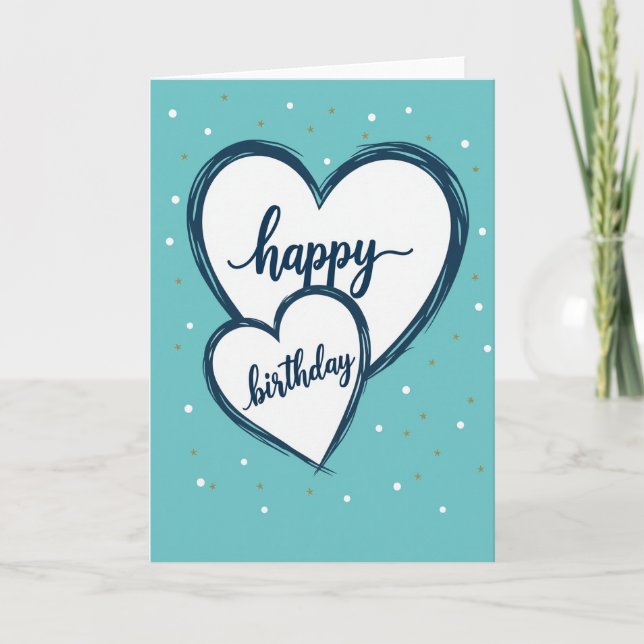 Tarjeta de cumpleaños de corazones dibujados (Anverso)