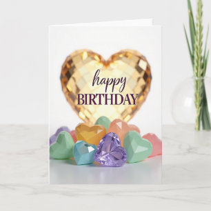 Tarjeta de cumpleaños de Corazones facetados