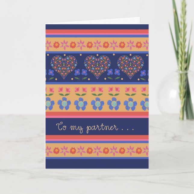 Tarjeta de cumpleaños de Corazones Florales de Art (Anverso)