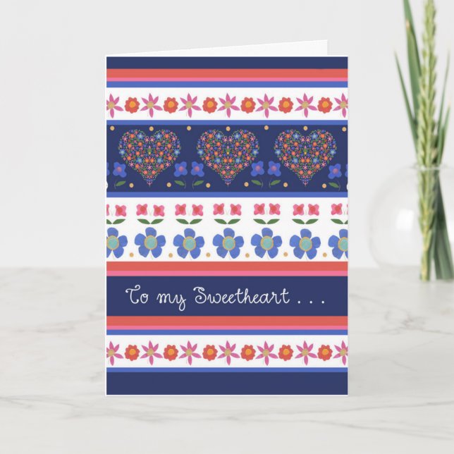 Tarjeta de cumpleaños de Corazones Florales de Art (Anverso)