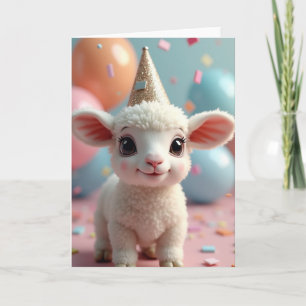 Tarjeta de cumpleaños de corderito alegre