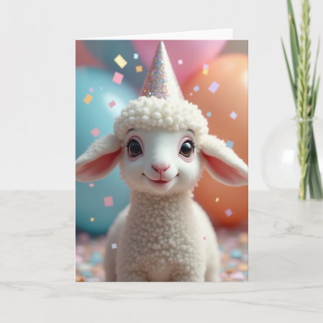Tarjeta de cumpleaños de cordero caprichosa (Anverso)