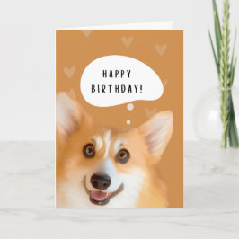 Tarjeta de cumpleaños de Corgi Feliz (oro)