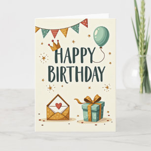 Tarjeta de cumpleaños de corona