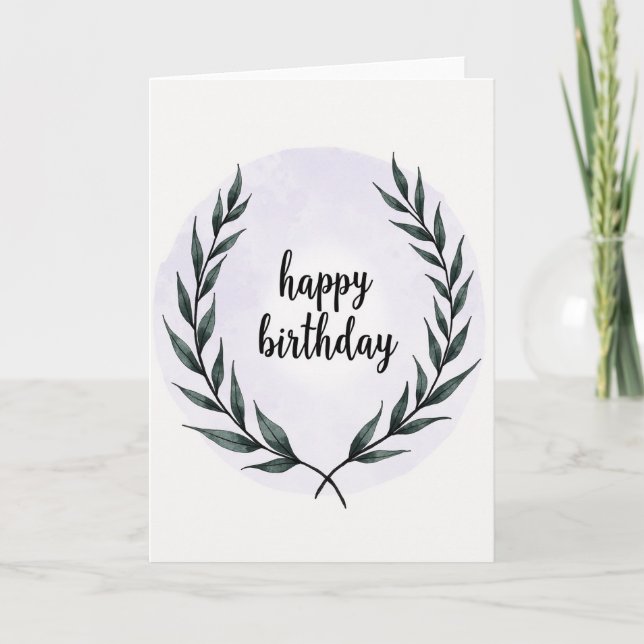 Tarjeta de cumpleaños de corona de lavanda (Anverso)