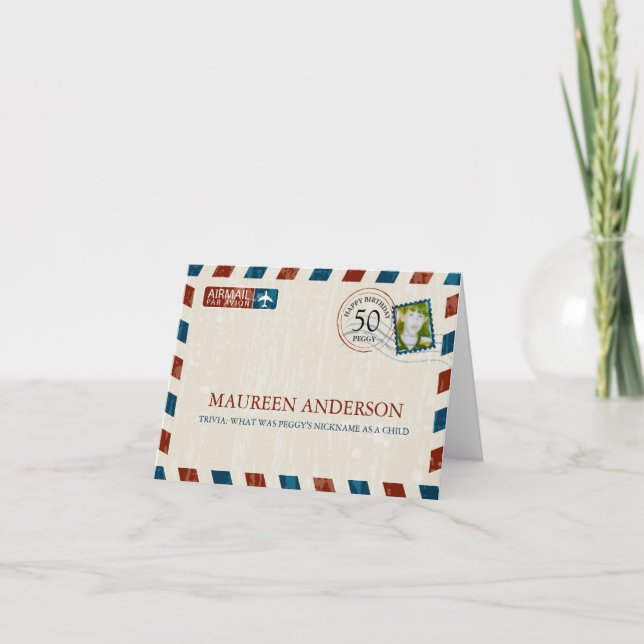 Tarjeta de cumpleaños de correo aéreo antiguo (Anverso)