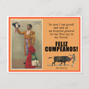 TARJETA DE CUMPLEAÑOS DE CORRIDA DE TOROS