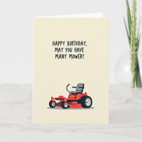 Tarjeta de cumpleaños de cortadora de césped roja