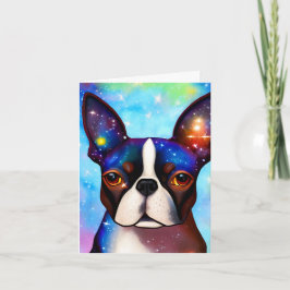 Tarjeta de cumpleaños de Cosmic Boston Terrier