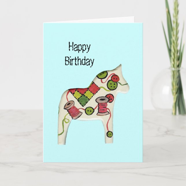 Tarjeta de cumpleaños de costura del tema (Anverso)