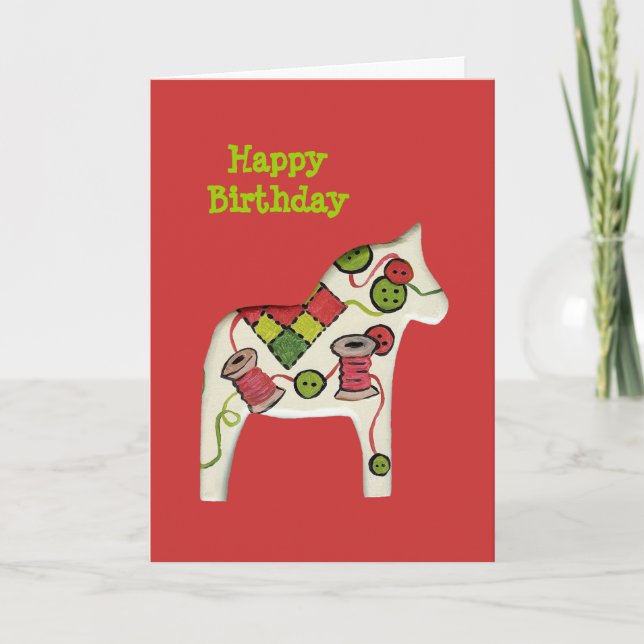 Tarjeta de cumpleaños de costura del tema (Anverso)