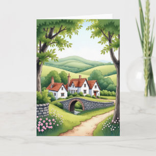 Tarjeta de cumpleaños de cottage caprichosa