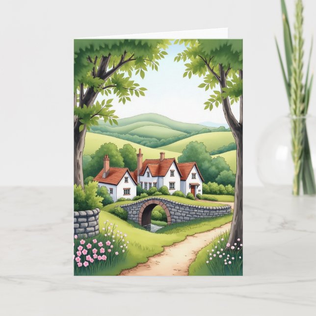 Tarjeta de cumpleaños de cottage caprichosa (Anverso)