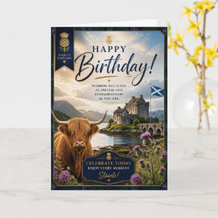 Tarjeta de cumpleaños de Cow Castle fabricada en E