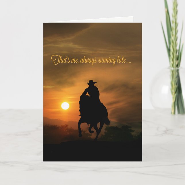 Tarjeta de cumpleaños de Cowboy Belated (Anverso)