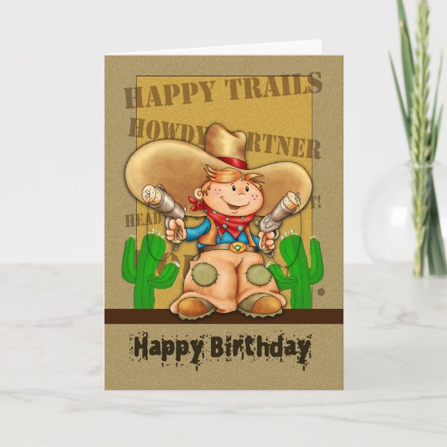 Tarjeta de cumpleaños de Cowboy - Cumpleaños de Ro (Anverso)