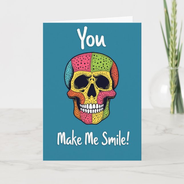 Tarjeta de cumpleaños de cráneo caprichosa (Anverso)