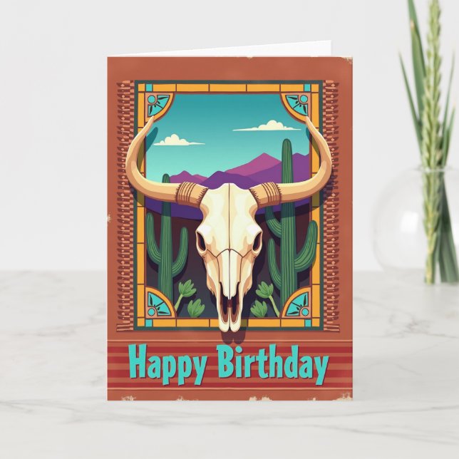 Tarjeta de cumpleaños de cráneo del desierto (Anverso)