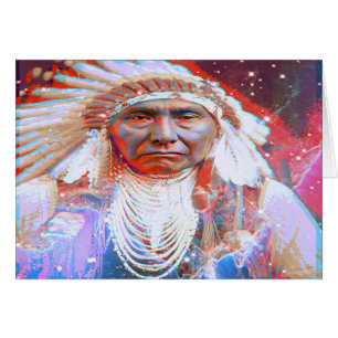 Tarjeta de cumpleaños de Crazy Horse nativo americ
