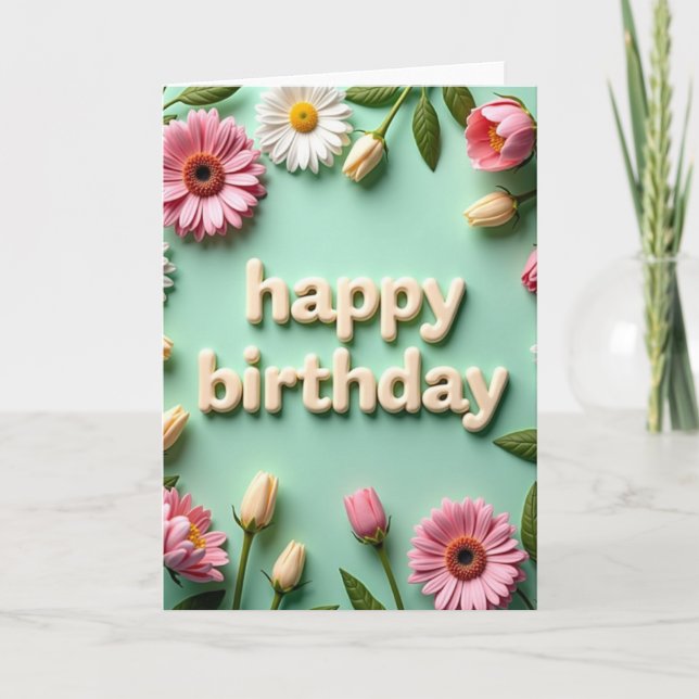 Tarjeta de cumpleaños de crema esculpida (Anverso)