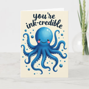 Tarjeta de cumpleaños de criatura azul adorable