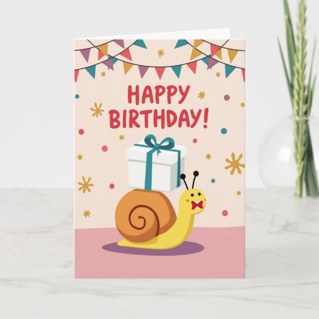 Tarjeta de cumpleaños de criatura con concha (Anverso)