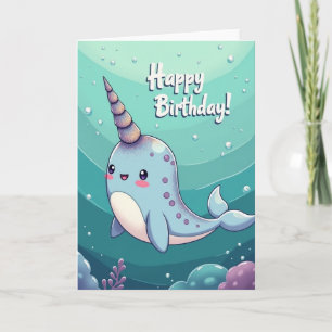Tarjeta de cumpleaños de criatura con cuernos aleg