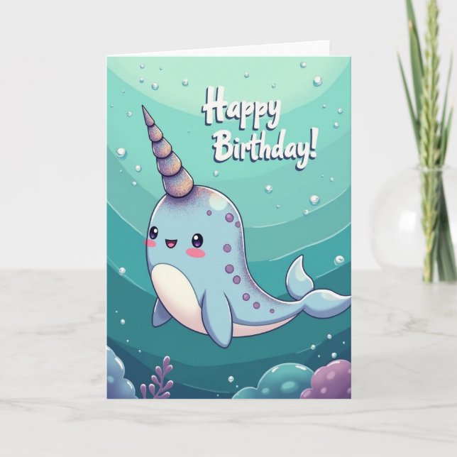 Tarjeta de cumpleaños de criatura con cuernos aleg (Anverso)