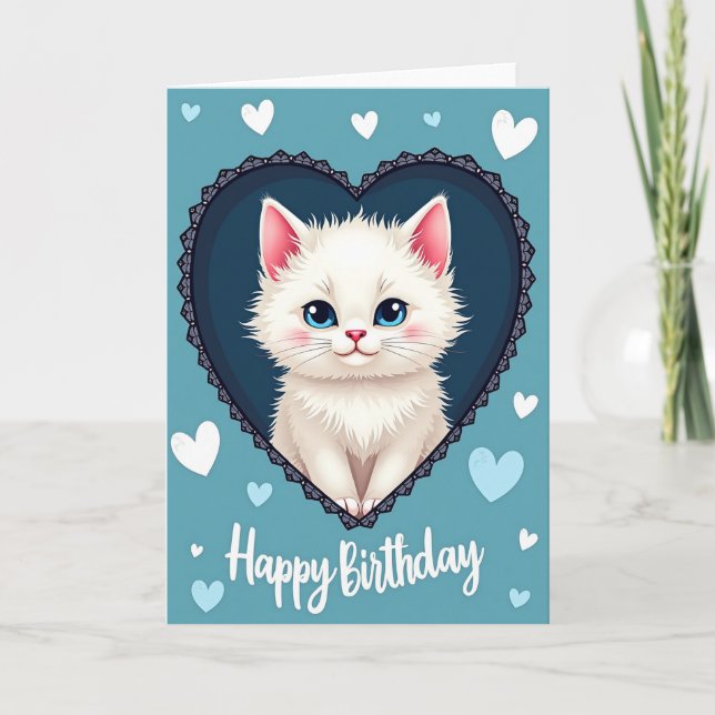 Tarjeta de cumpleaños de criatura de ojos azules (Anverso)
