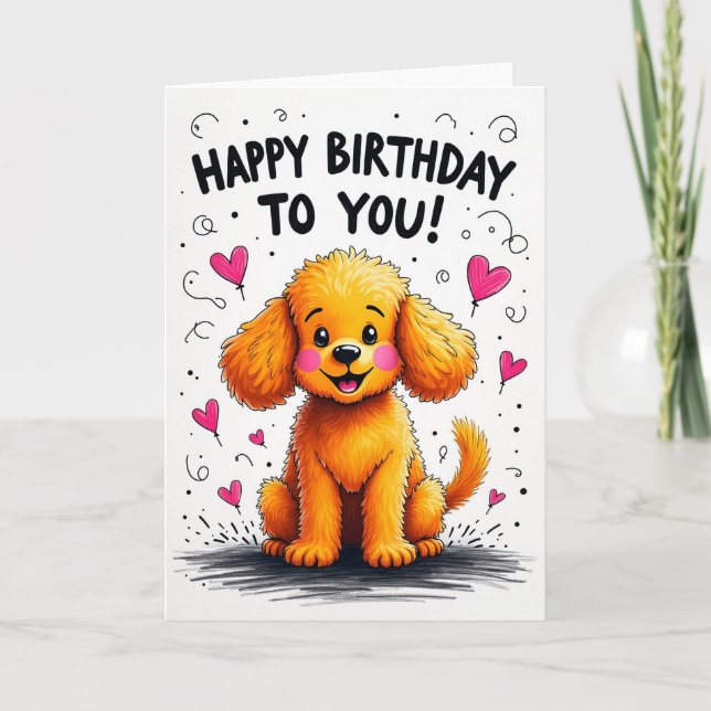Tarjeta de cumpleaños de criatura dorada (Anverso)