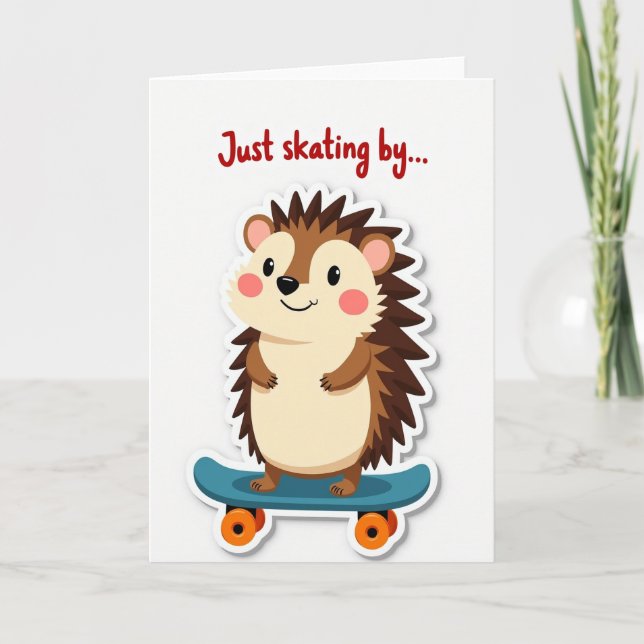 Tarjeta de cumpleaños de criatura en patines (Anverso)