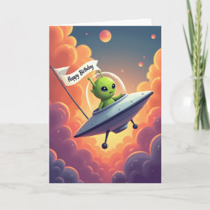 Tarjeta de cumpleaños de criatura espacial