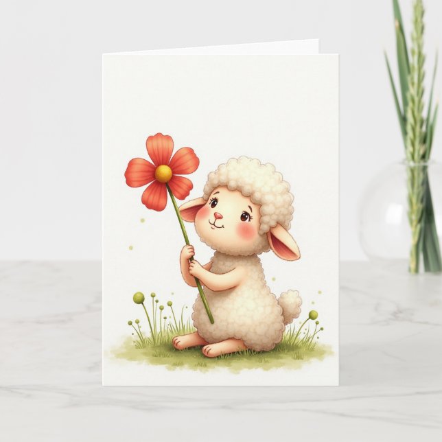Tarjeta de cumpleaños de criatura esponjosa (Anverso)