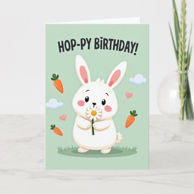 Tarjeta de cumpleaños de criatura esponjosa dulce (Anverso)