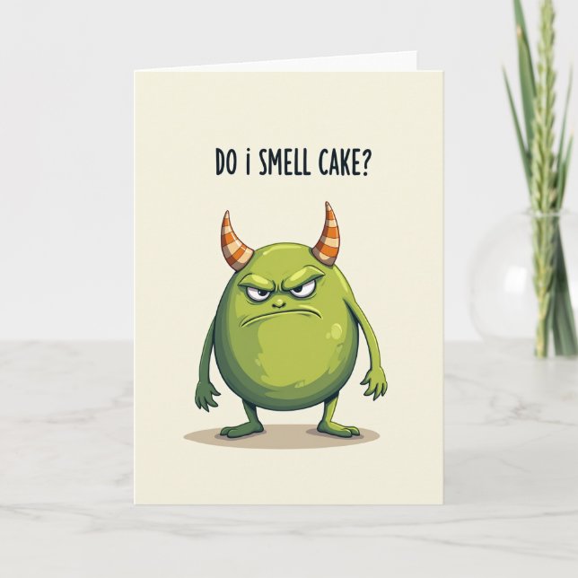 Tarjeta de cumpleaños de criatura gruñona (Anverso)