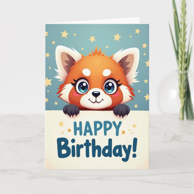 Tarjeta de cumpleaños de criatura juguetona (Anverso)