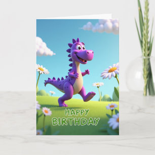 Tarjeta de cumpleaños de criatura púrpura alegre