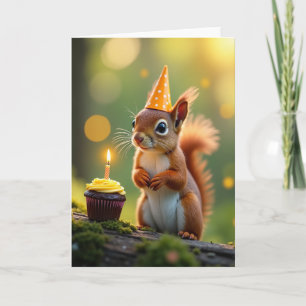 Tarjeta de cumpleaños de criatura rojiza