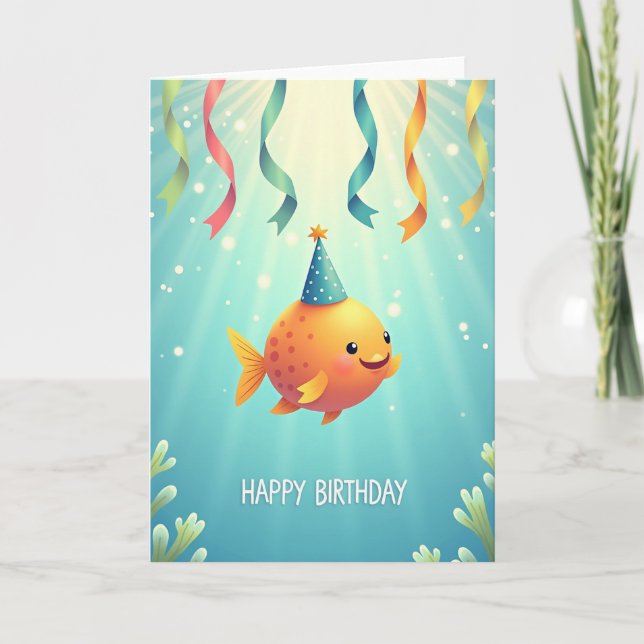 Tarjeta de cumpleaños de criatura sonriente (Anverso)