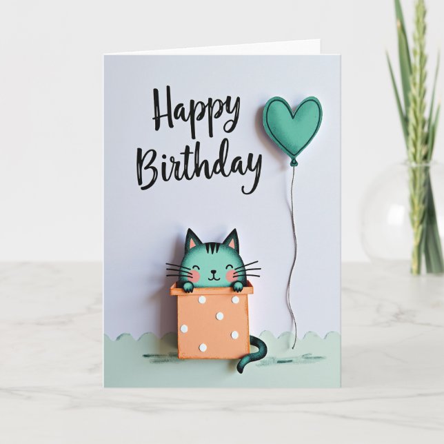 Tarjeta de cumpleaños de criatura turquesa (Anverso)
