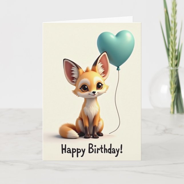 Tarjeta de cumpleaños de criatura zorro dulce (Anverso)