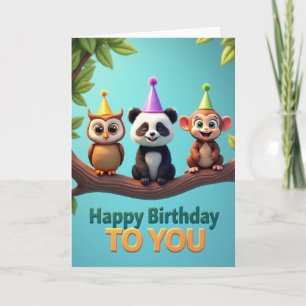 Tarjeta de cumpleaños de criaturas alegres