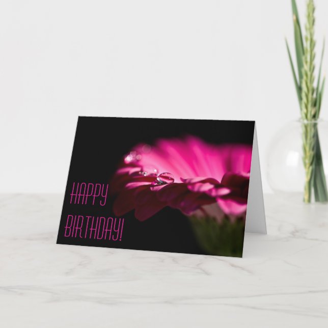 Tarjeta de cumpleaños de crisantemo rosa (Anverso)