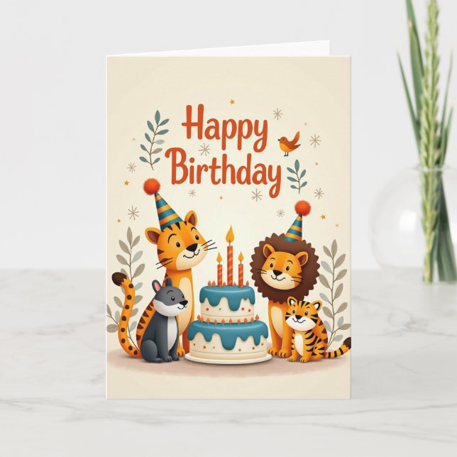 Tarjeta de cumpleaños de Critters sonrientes (Anverso)