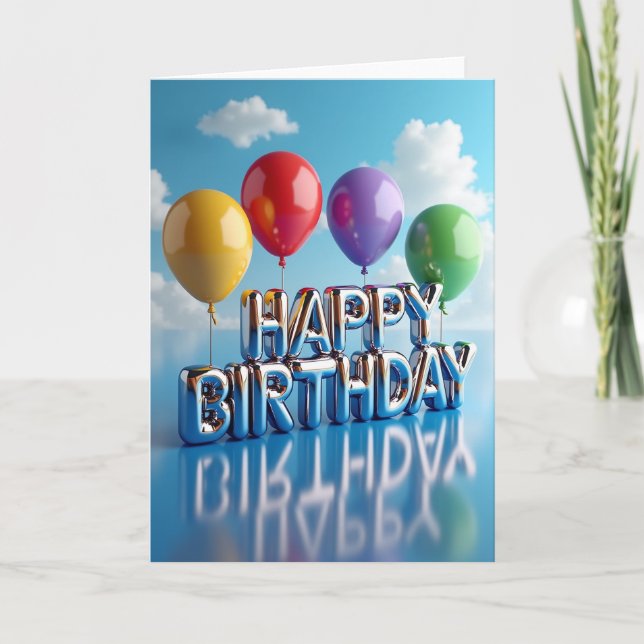 Tarjeta de cumpleaños de cromo jubilosa (Anverso)