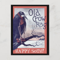 Tarjeta de cumpleaños de Crow antiguo