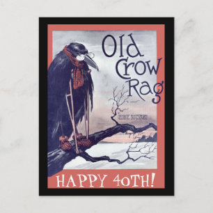 Tarjeta de cumpleaños de Crow antiguo
